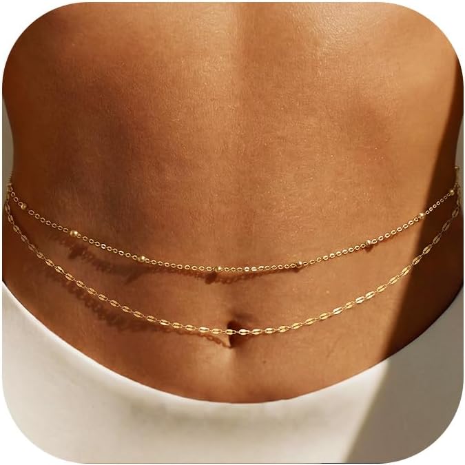 Body Jewelry By The Chain Gang - 14K Gold Plated Waist Chain Women